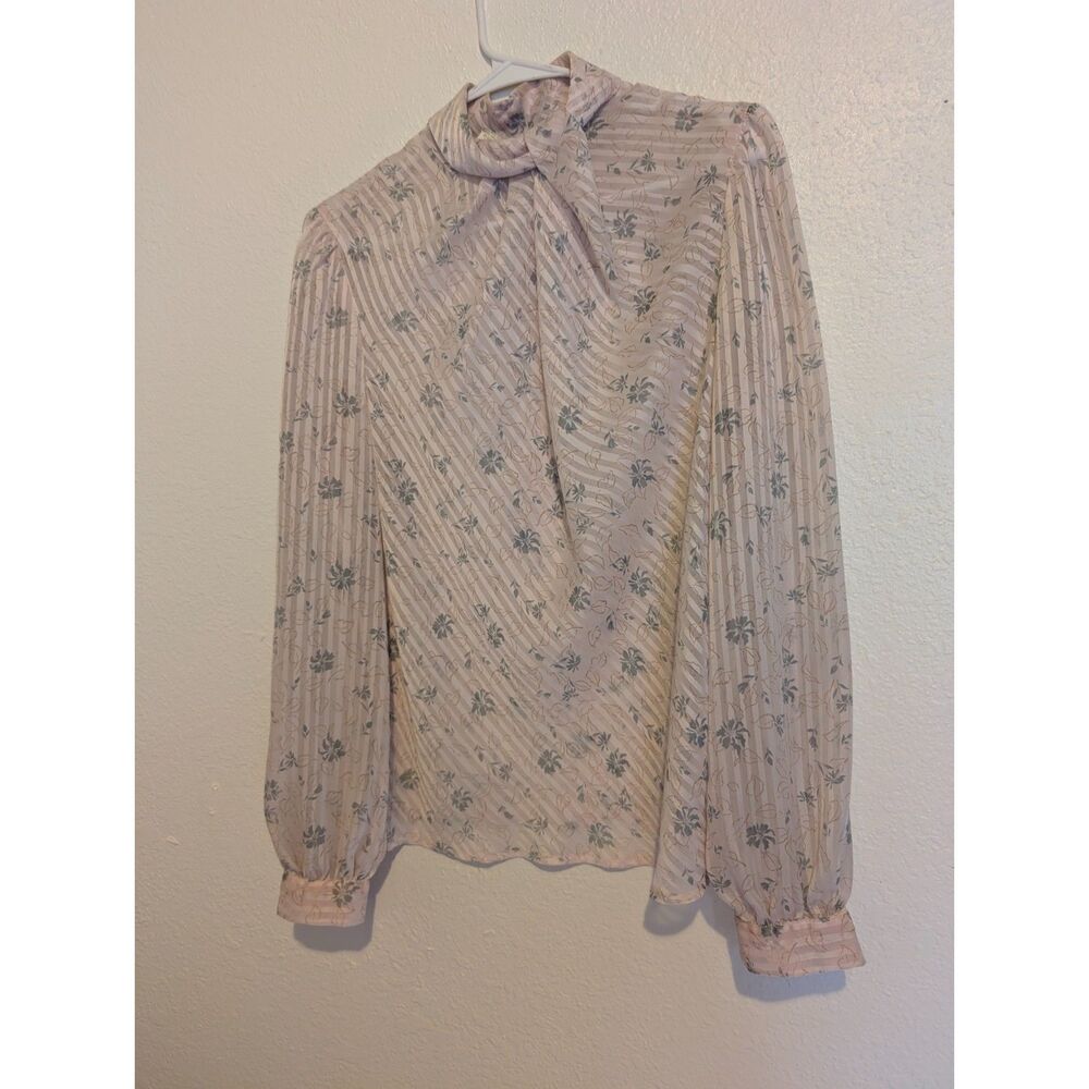 Women's Vintage LATC coquette sheer floral long sleeve shirt size 12